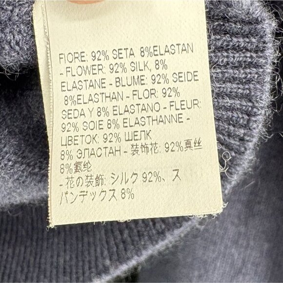 Brunello Cucinelli Women's Cropped 100% Cashmere Sweater M Blue Italy Old Money - Picture 6 of 11